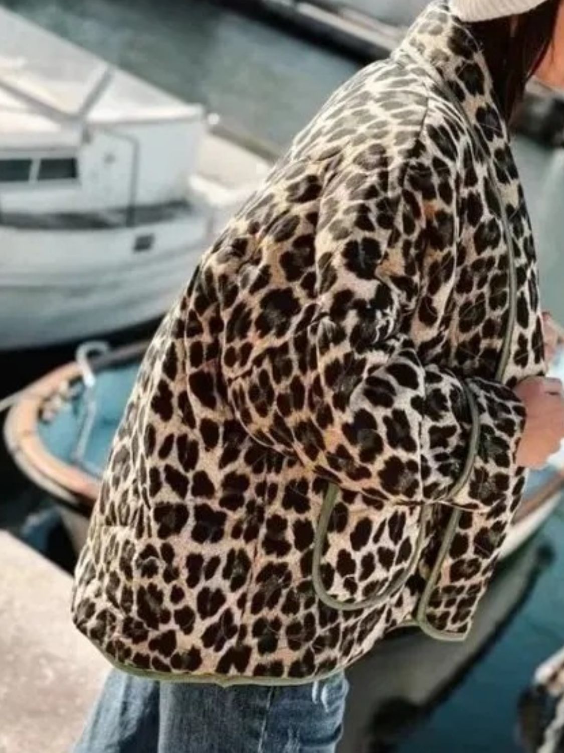 Leopard Open Front Long Sleeve Outerwear-Angel Casuals