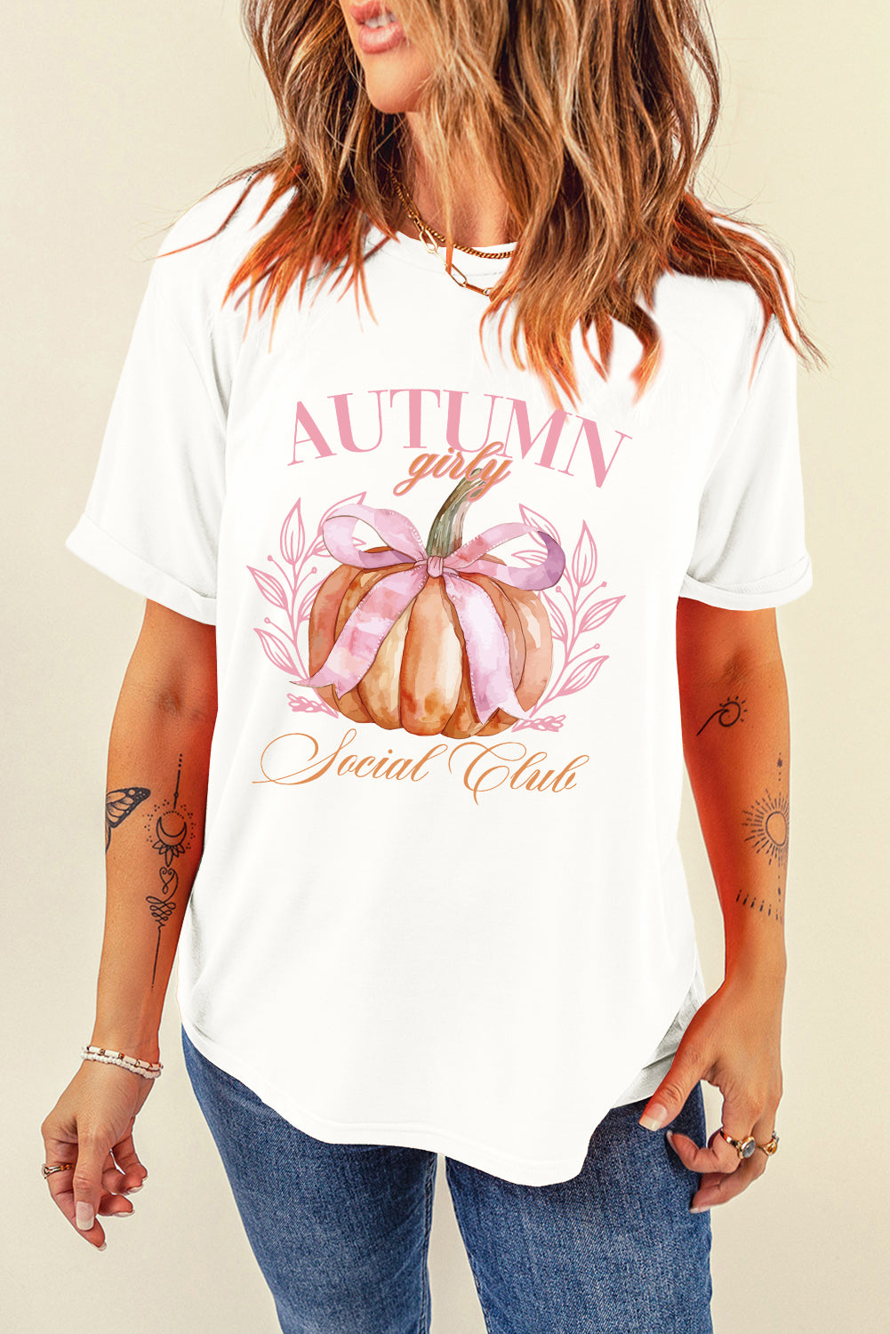 Pumpkin Graphic Round Neck Short Sleeve T-Shirt-Angel Casuals
