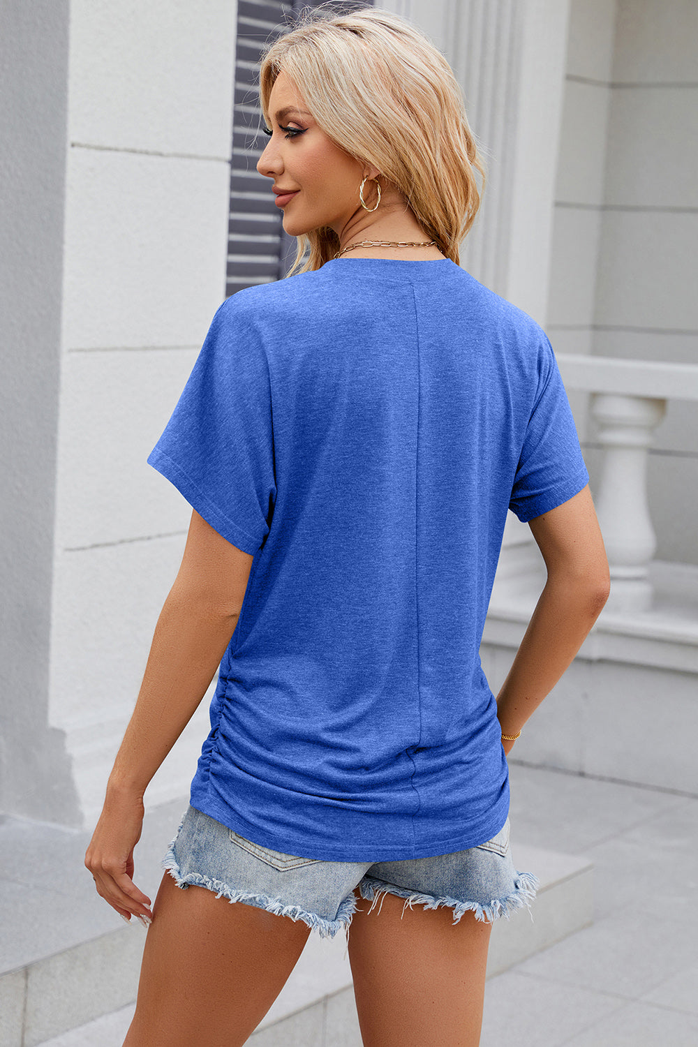 Round Neck Flutter Sleeve T-Shirt-Angel Casuals