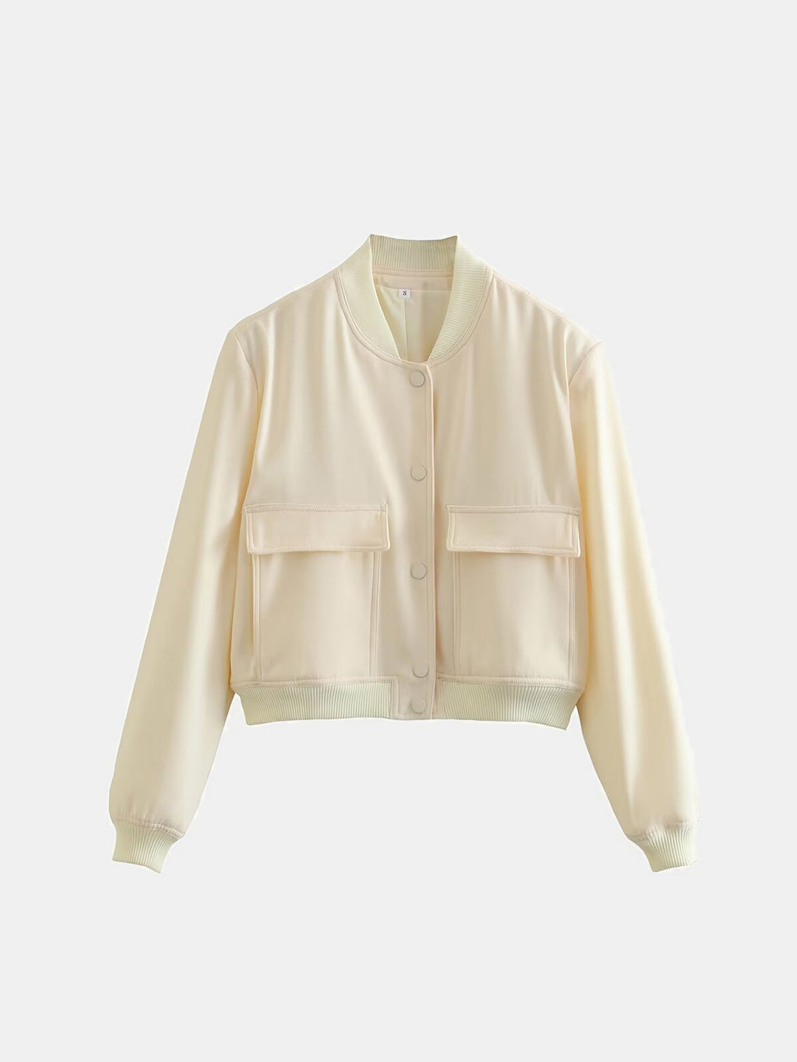Pocketed Snap Down Baseball Collar Jacket-Angel Casuals