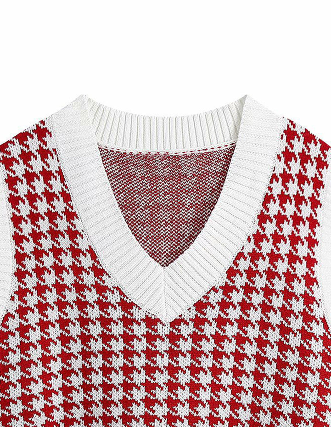 Houndstooth V-Neck Sweater Vest-Angel Casuals