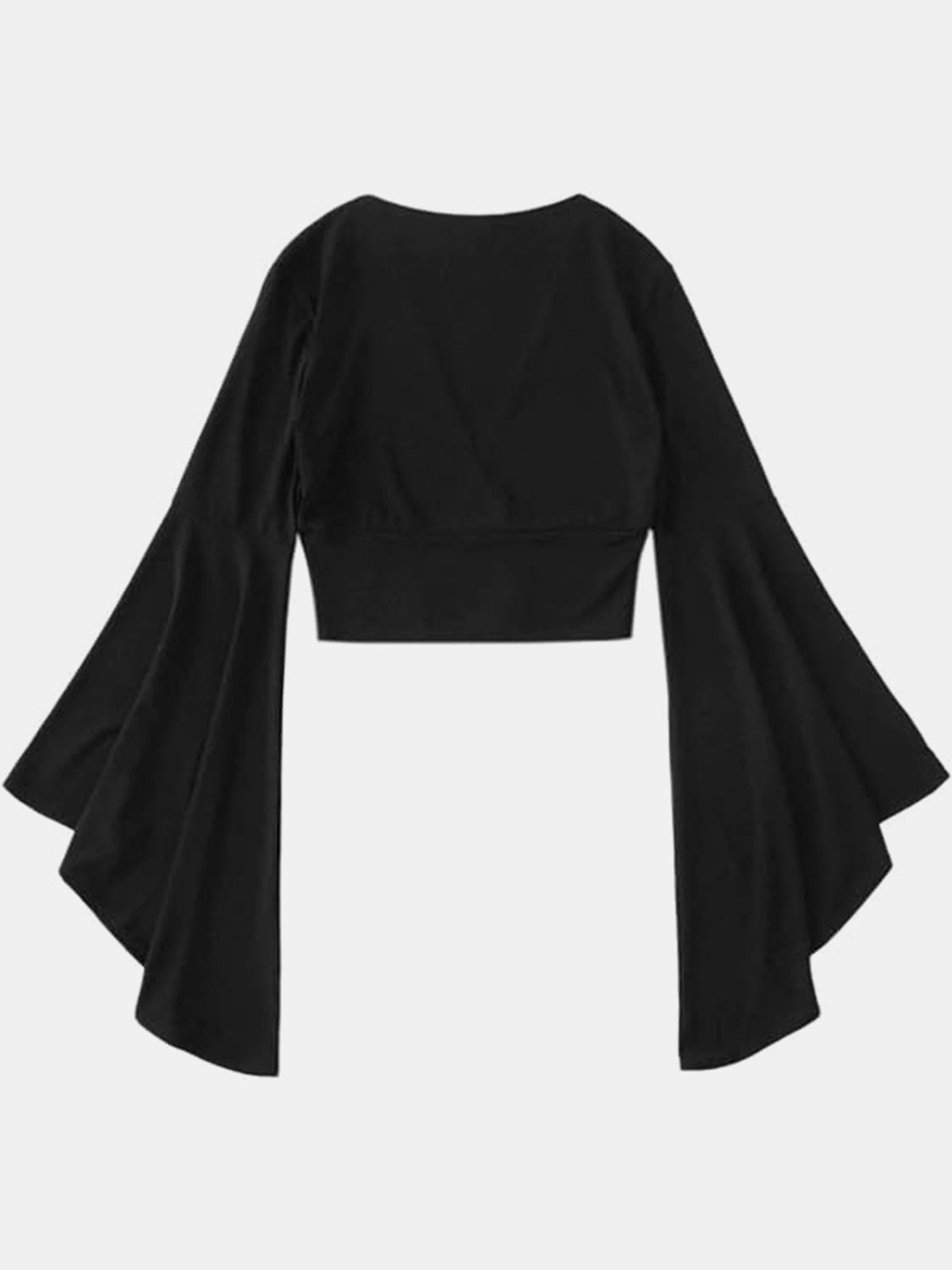 Plunge Flare Sleeve Cropped Top-Angel Casuals