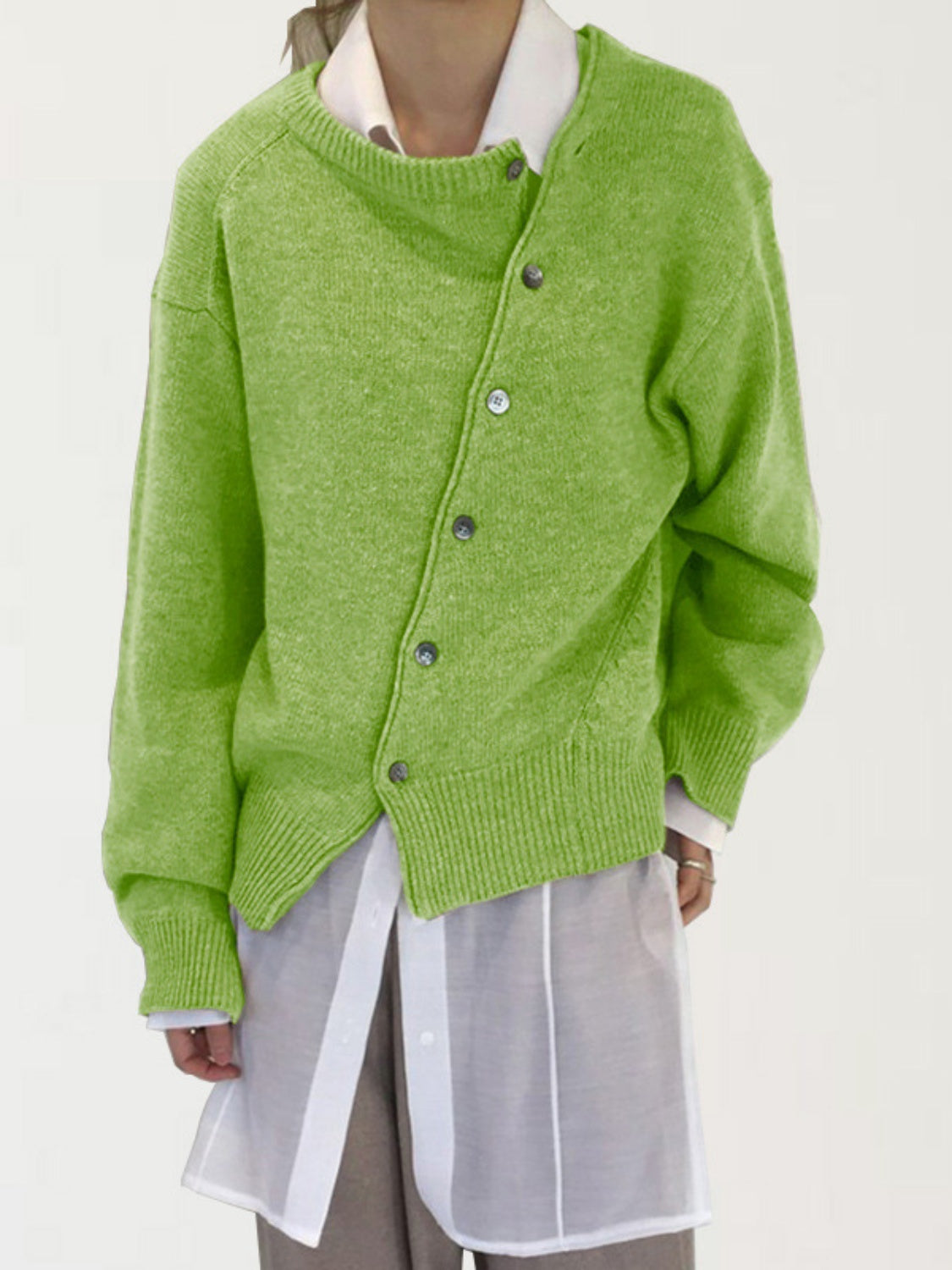 Dropped Shoulder Buttoned Cardigan-Angel Casuals