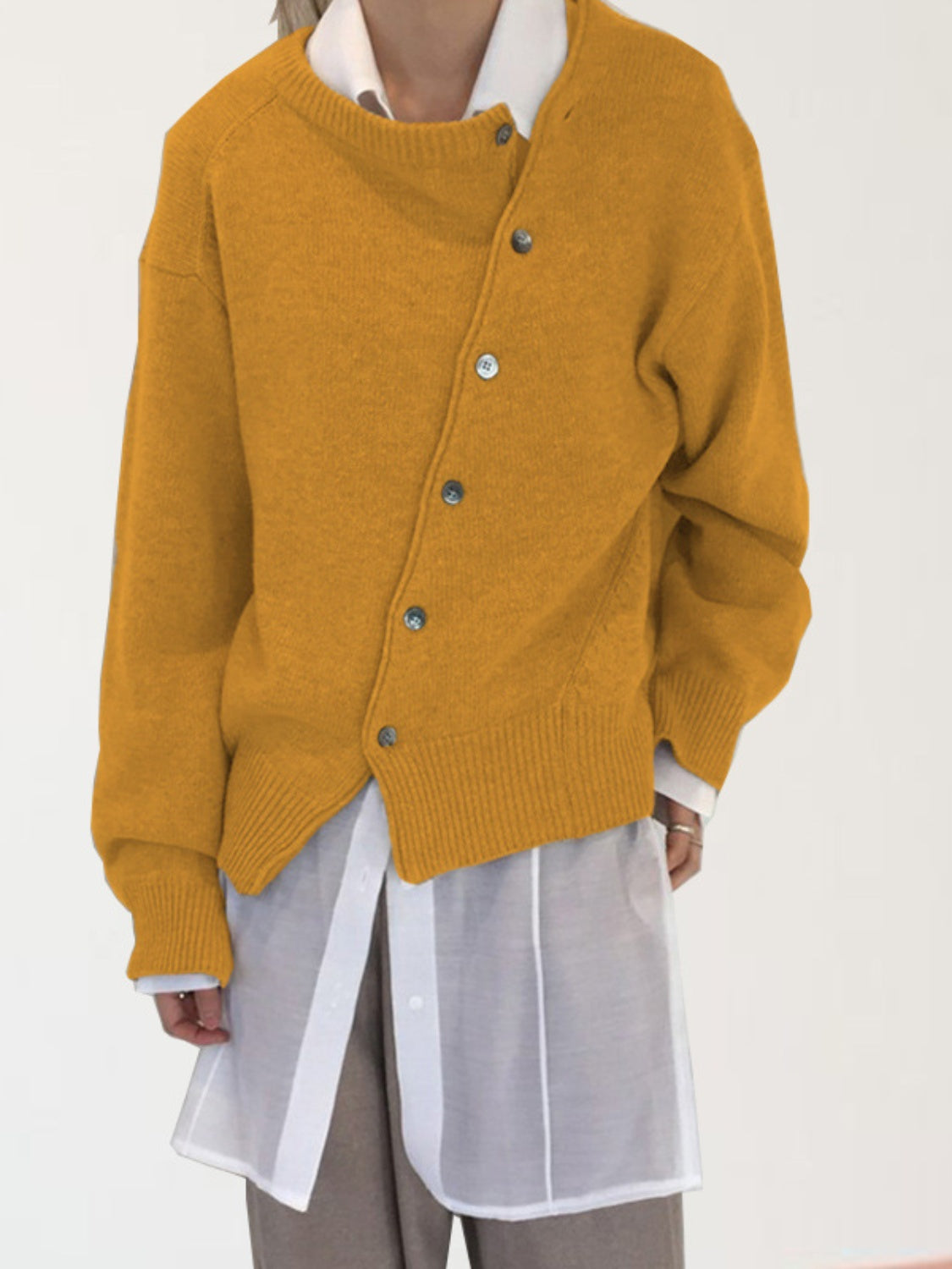 Dropped Shoulder Buttoned Cardigan-Angel Casuals