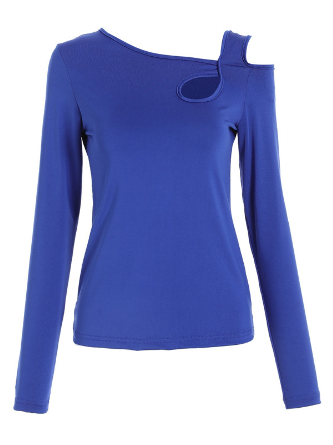 Cutout Asymmetrical Neck Long Sleeve T-Shirt-Angel Casuals