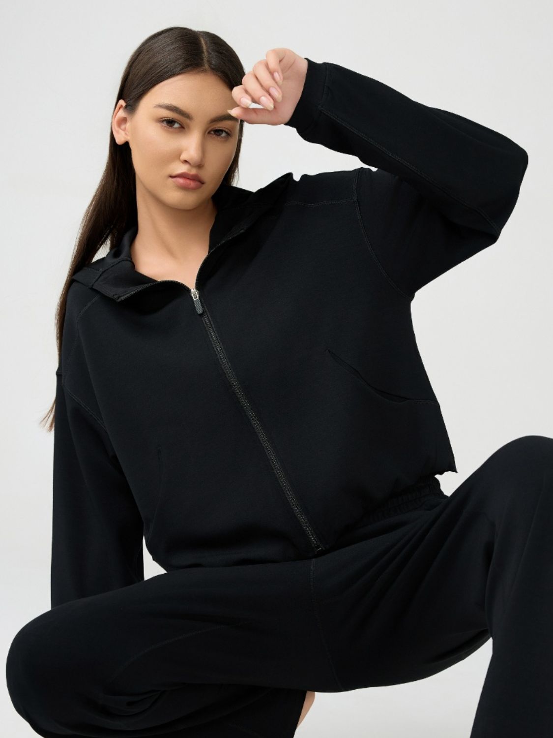 Millennia Zip Up Dropped Shouder Active Hooded-Angel Casuals