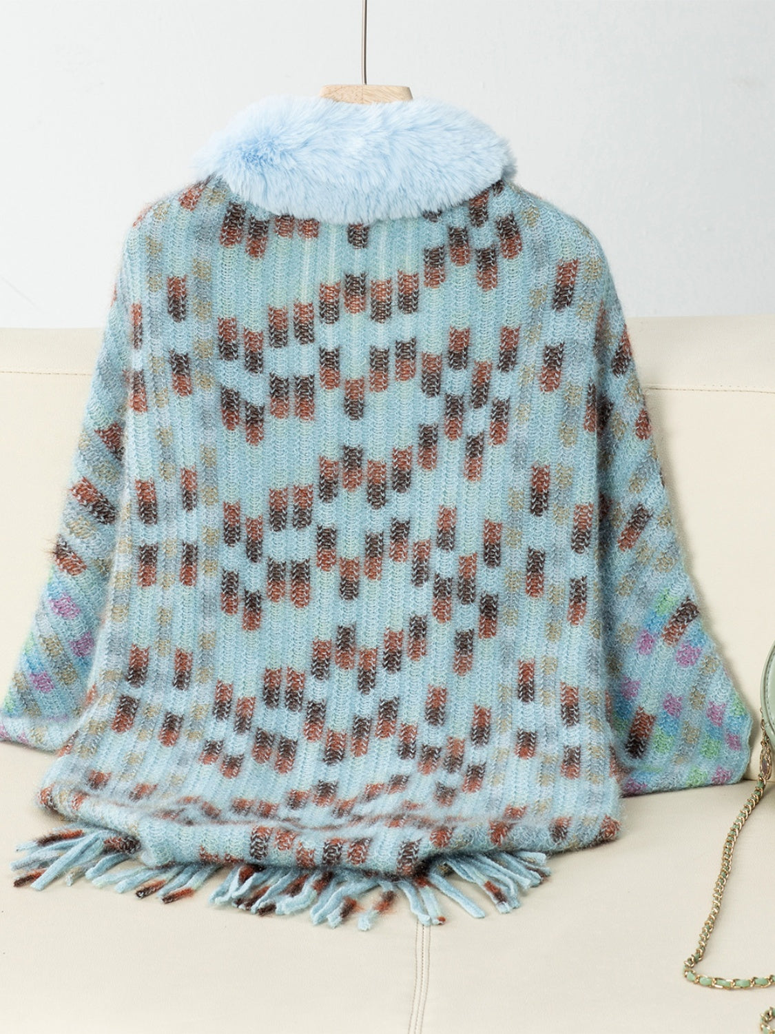 Fringe Fuzzy Open Front Poncho-Angel Casuals