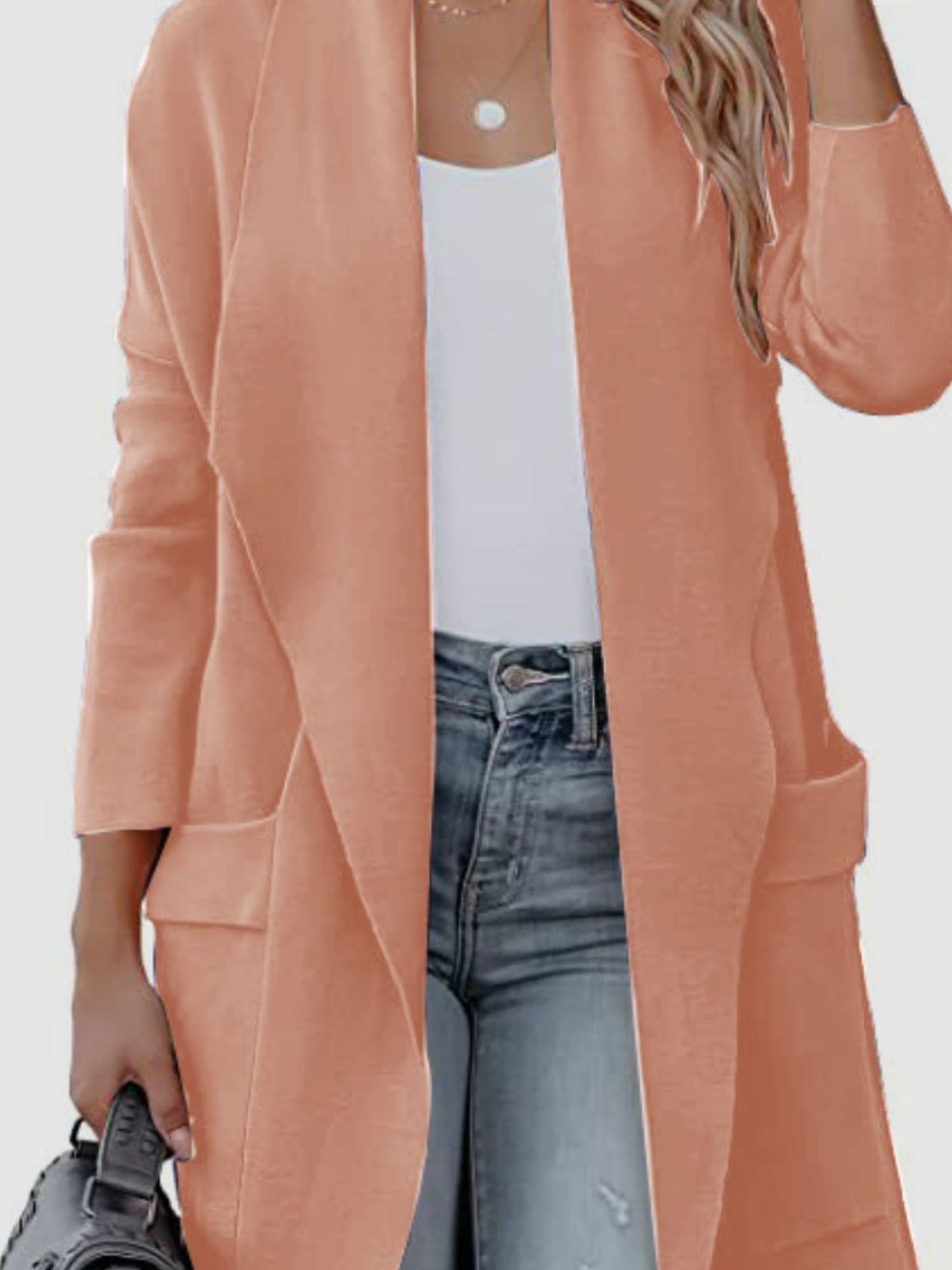 Open Front Dropped Shoulder Outerwear-Angel Casuals