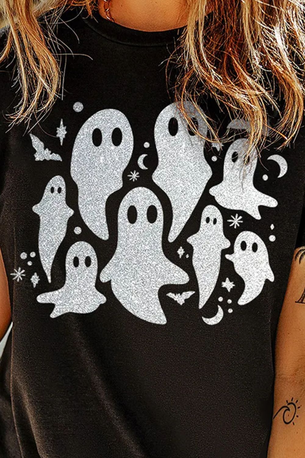 Full Size Ghost Round Neck Short Sleeve T-Shirt-Angel Casuals