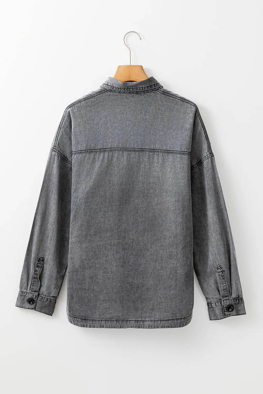 Button Up Long Sleeve Denim Jacket-Angel Casuals