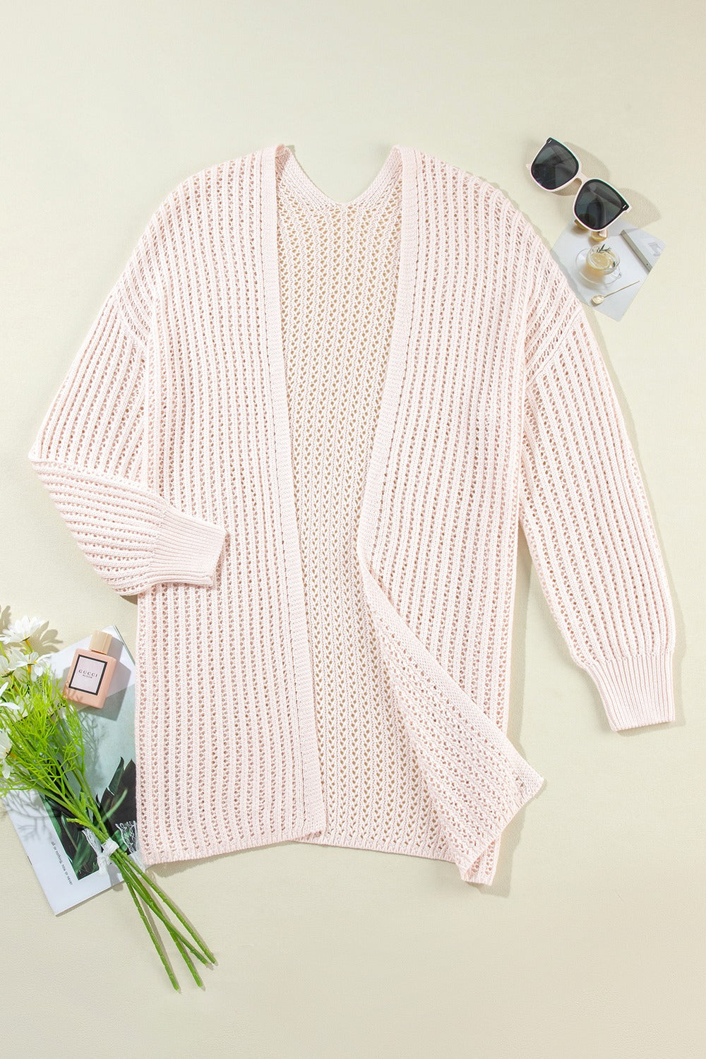 Open Front Long Sleeve Cardigan-Angel Casuals