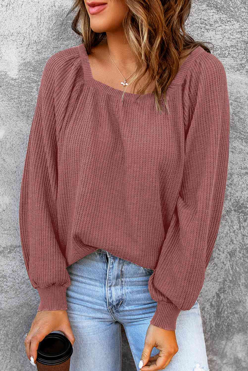 Square Neck Raglan Sleeve T-Shirt-Angel Casuals