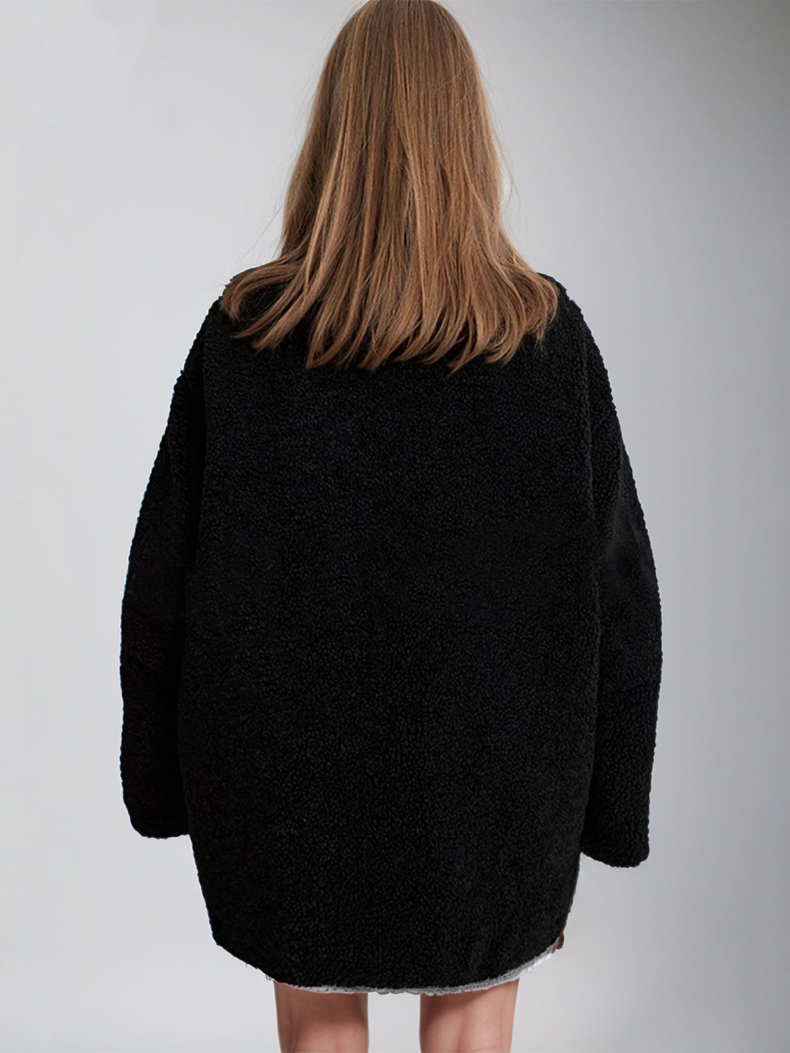 Zip Up Turtleneck Long Sleeve Plush Jacket-Angel Casuals