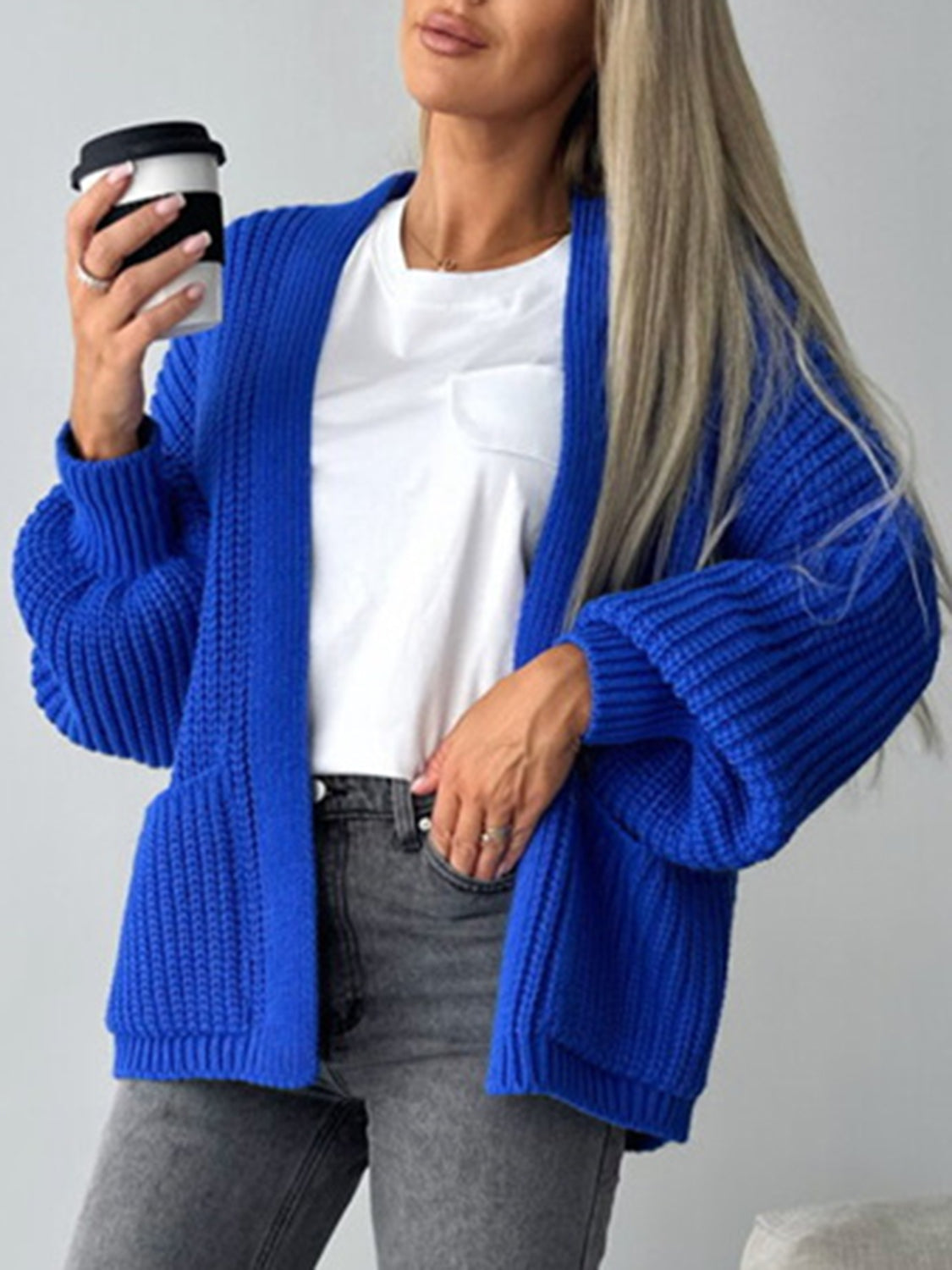 Open Front Dropped Shoulder Cardigan-Angel Casuals