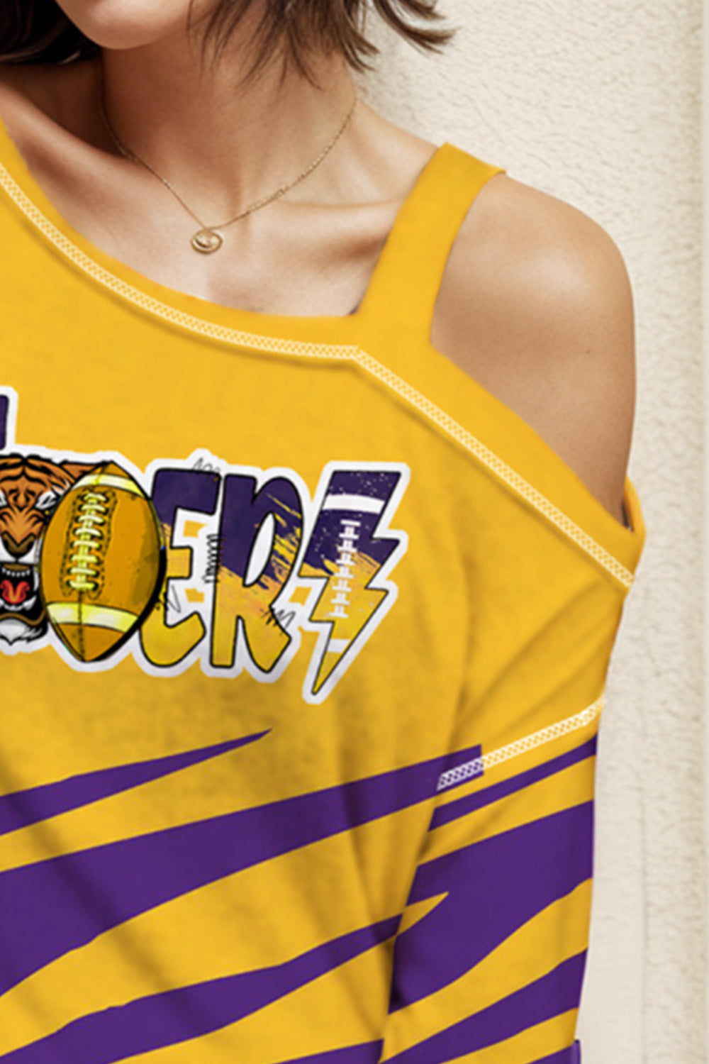 Graphic Asymmetrical Neck Long Sleeve T-Shirt-Angel Casuals