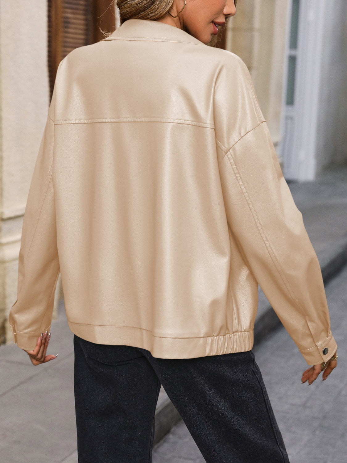 Ivy Lane Pocketed Zip Up Collared Neck Jacket-Angel Casuals