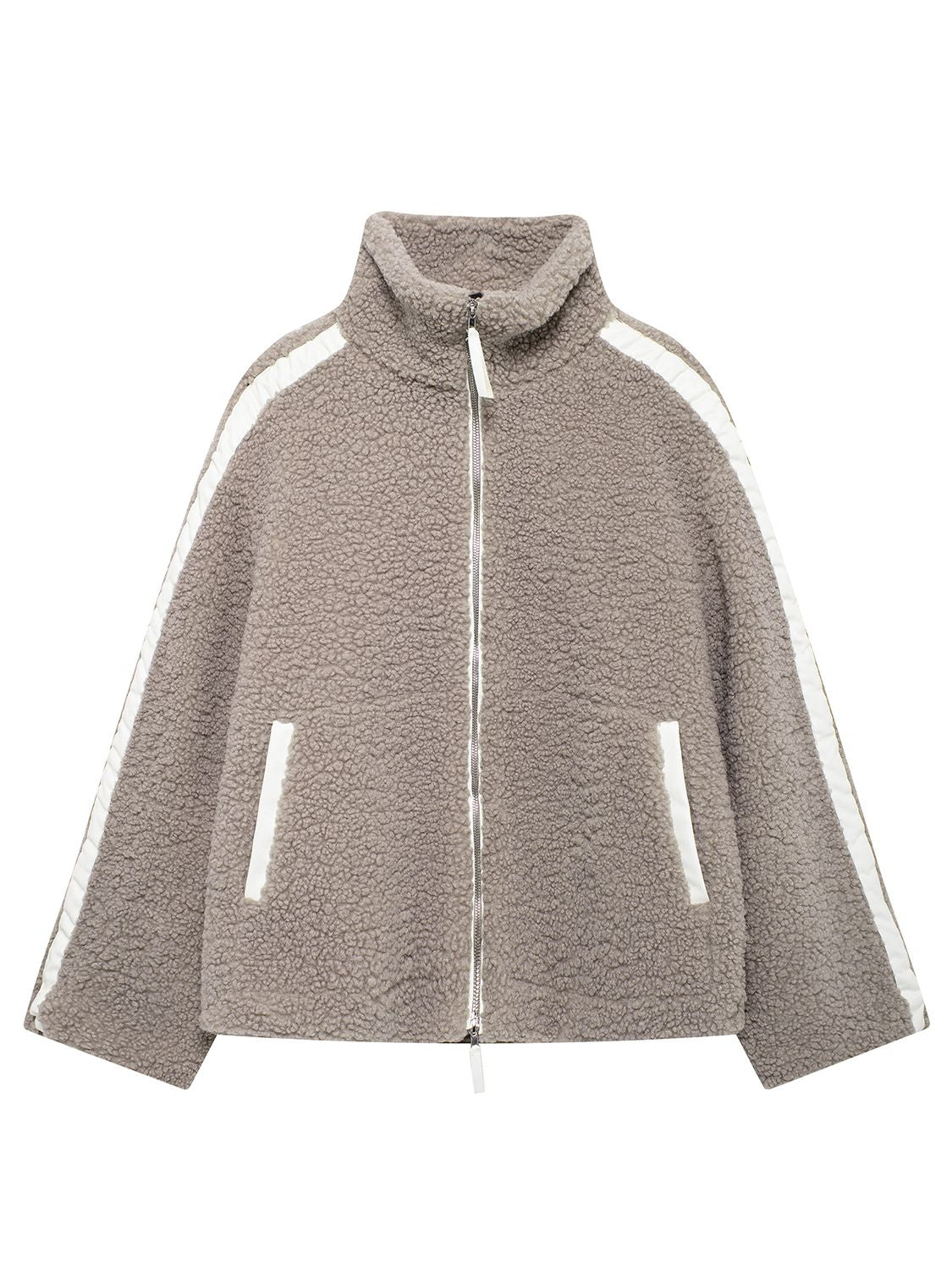 Zip Up Turtleneck Long Sleeve Plush Jacket-Angel Casuals