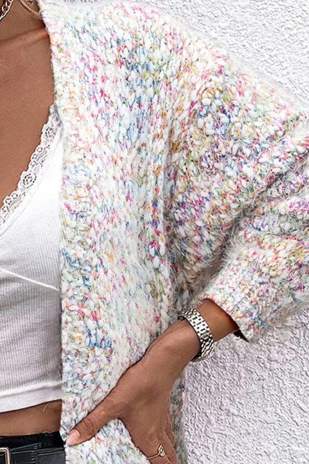 Pocketed Open Front Long Sleeve Cardigan-Angel Casuals