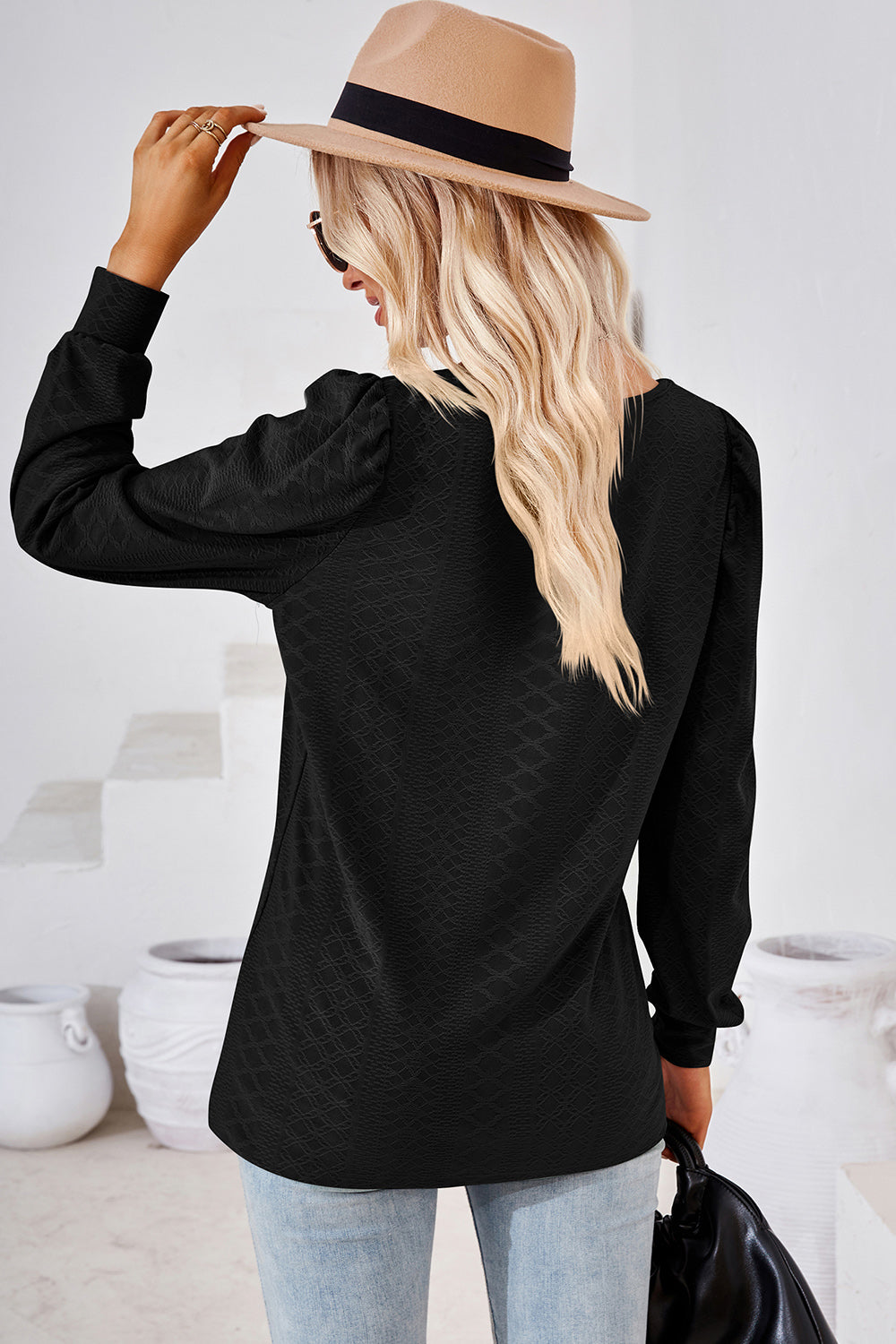 Square Neck Puff Sleeve T-Shirt-Angel Casuals