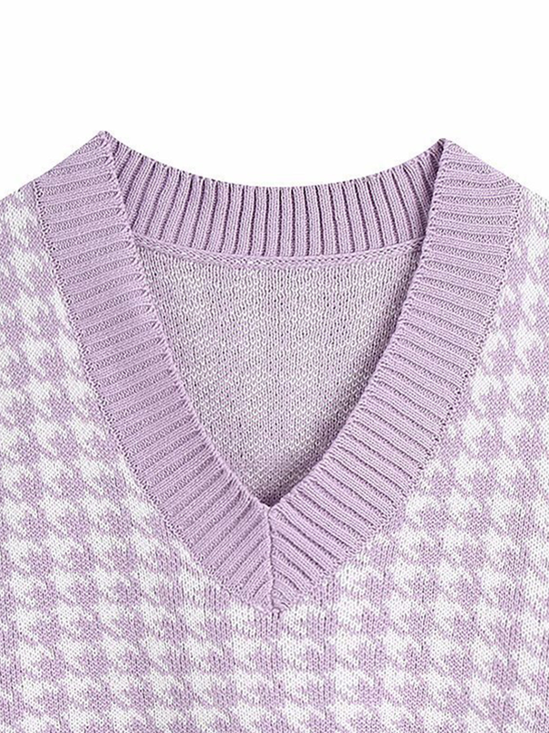Houndstooth V-Neck Sweater Vest-Angel Casuals