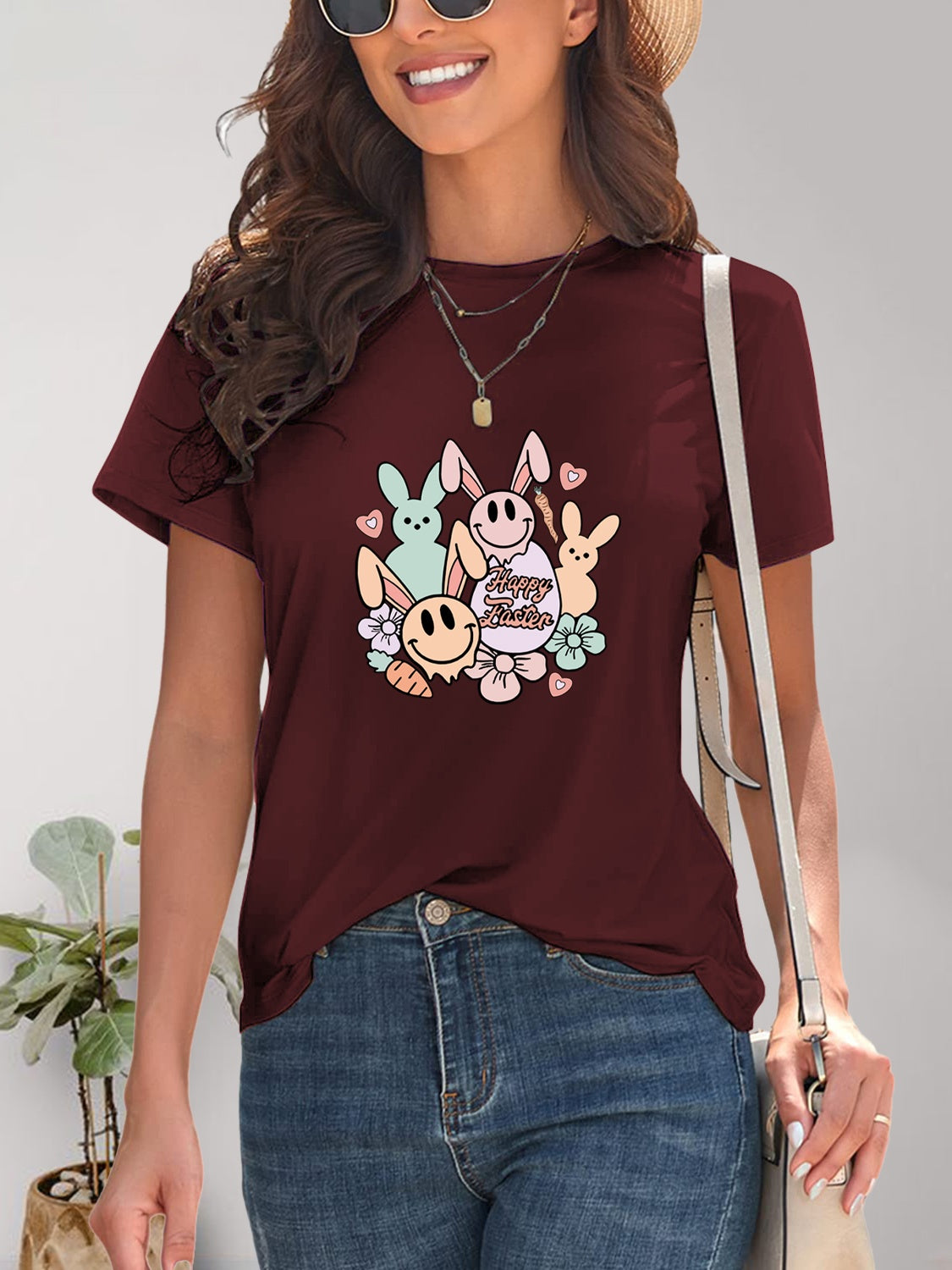 Graphic Round Neck Short Sleeve T-Shirt-Angel Casuals