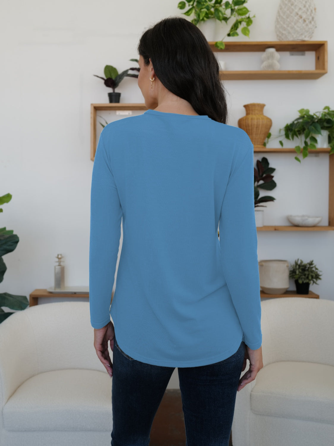 FAM-FAM Round Neck Long Sleeve T-Shirt-Angel Casuals