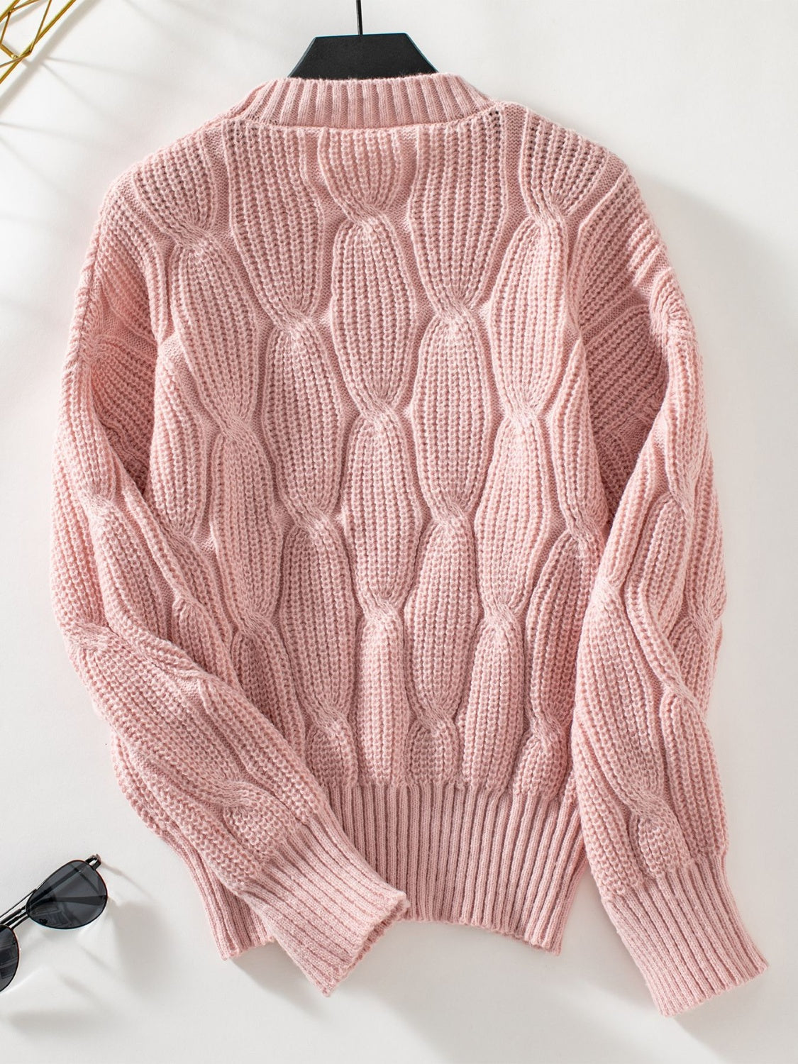 Round Neck Dropped Shoulder Sweater-Angel Casuals