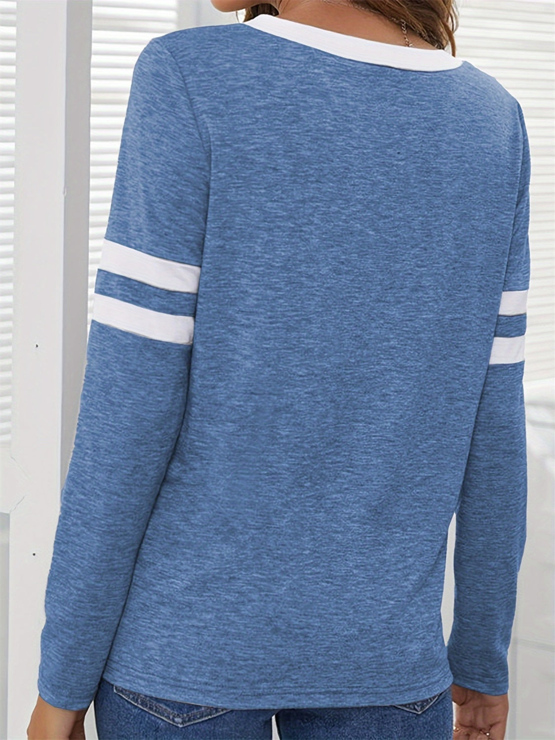 Heathered V-Neck Long Sleeve T-Shirt-Angel Casuals