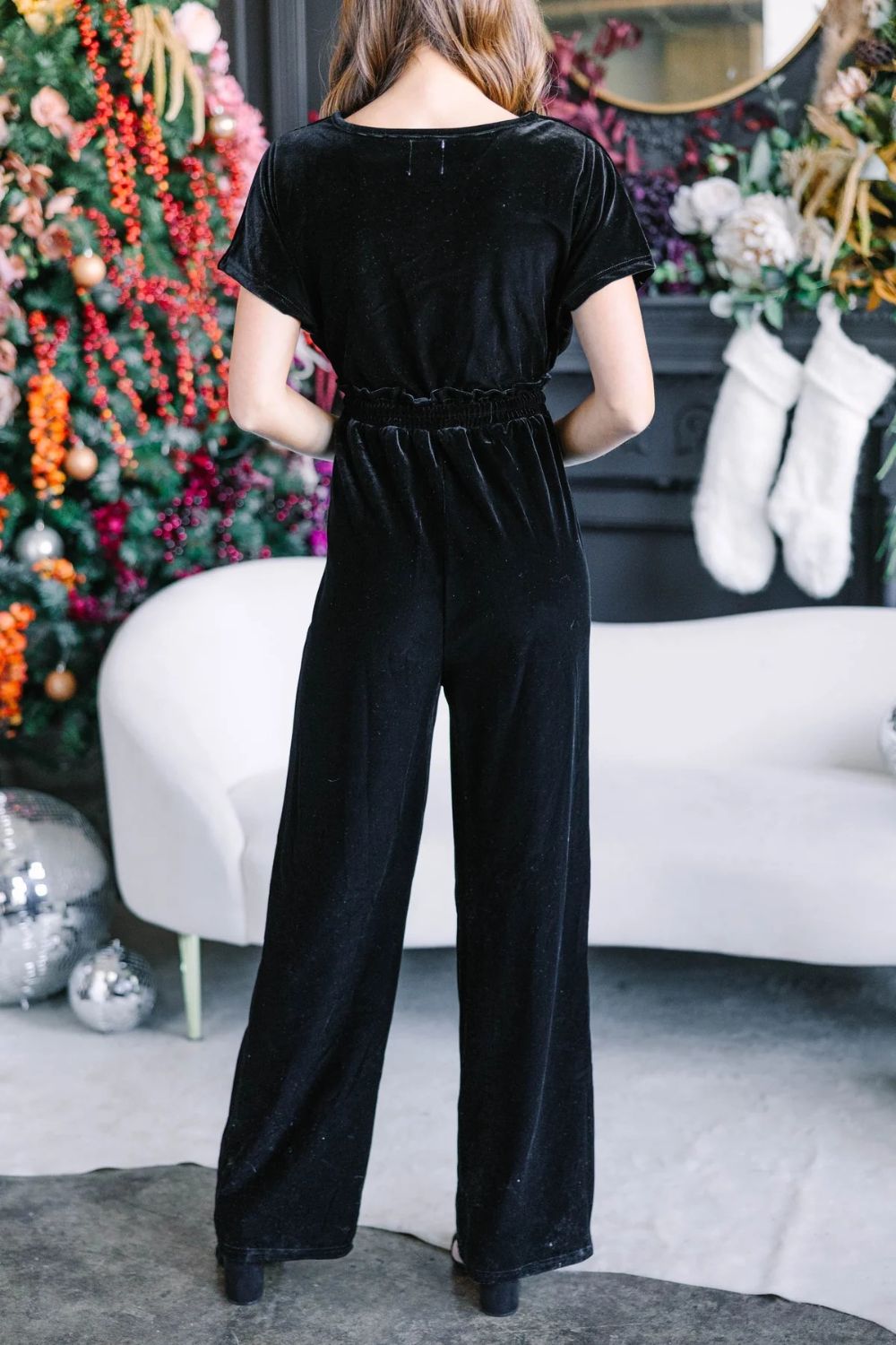 Drawstring Surplice Short Sleeve Jumpsuit-Angel Casuals