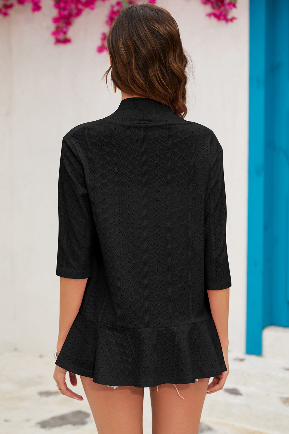 Eyelet Open Front Cardigan-Angel Casuals