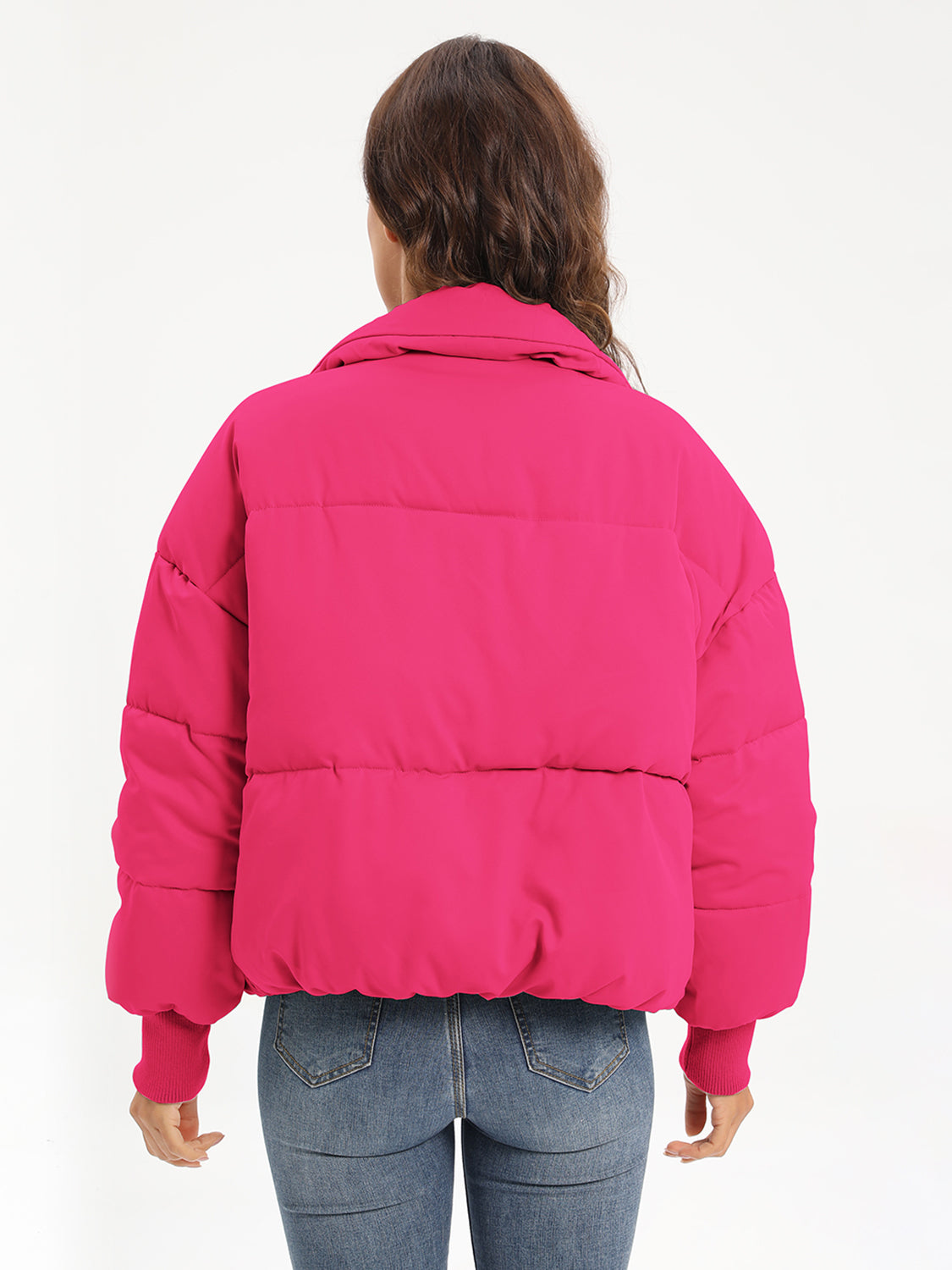 Zip Up Turtleneck Long Sleeve Winter Coat-Angel Casuals