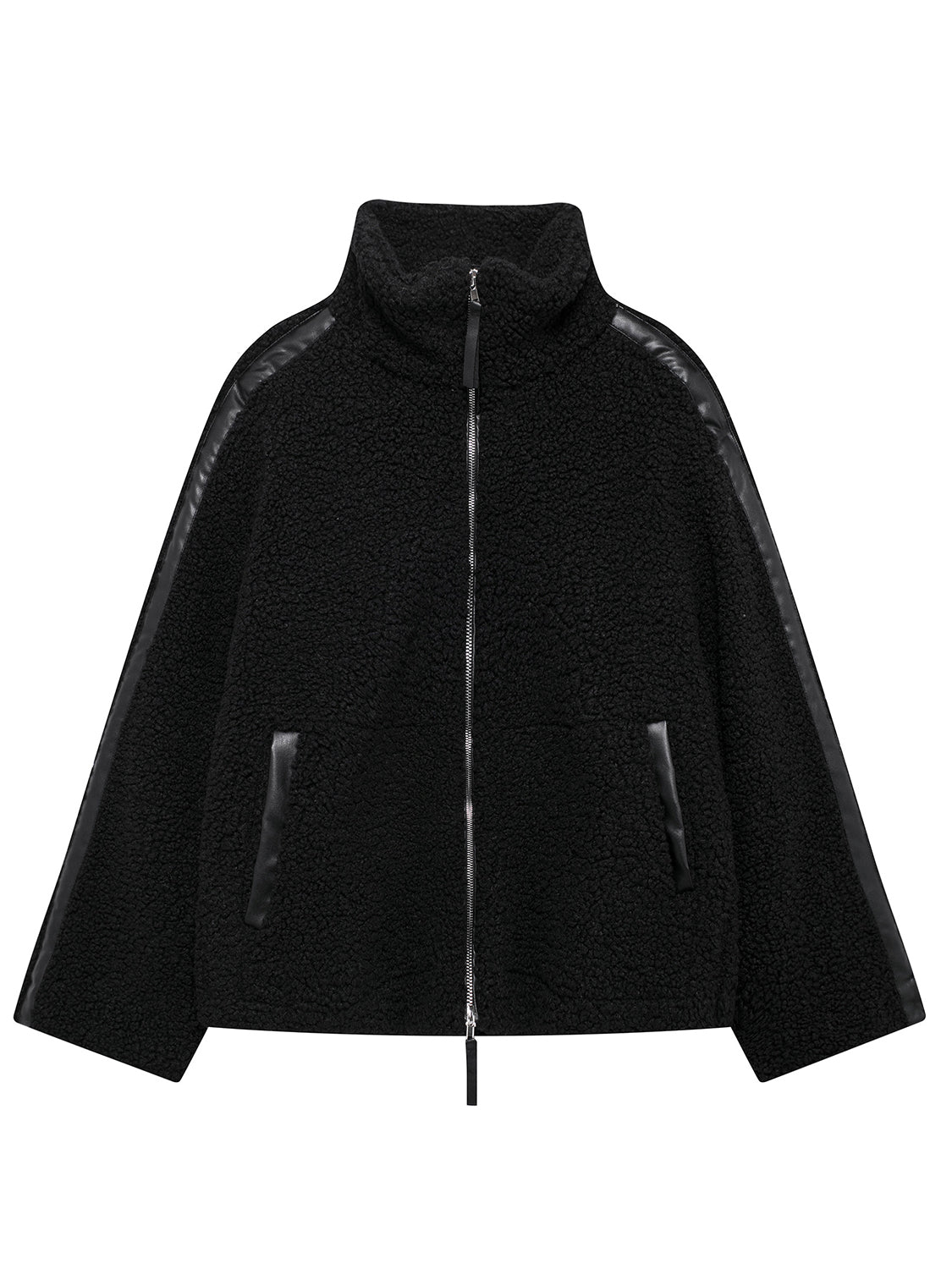 Zip Up Turtleneck Long Sleeve Plush Jacket-Angel Casuals