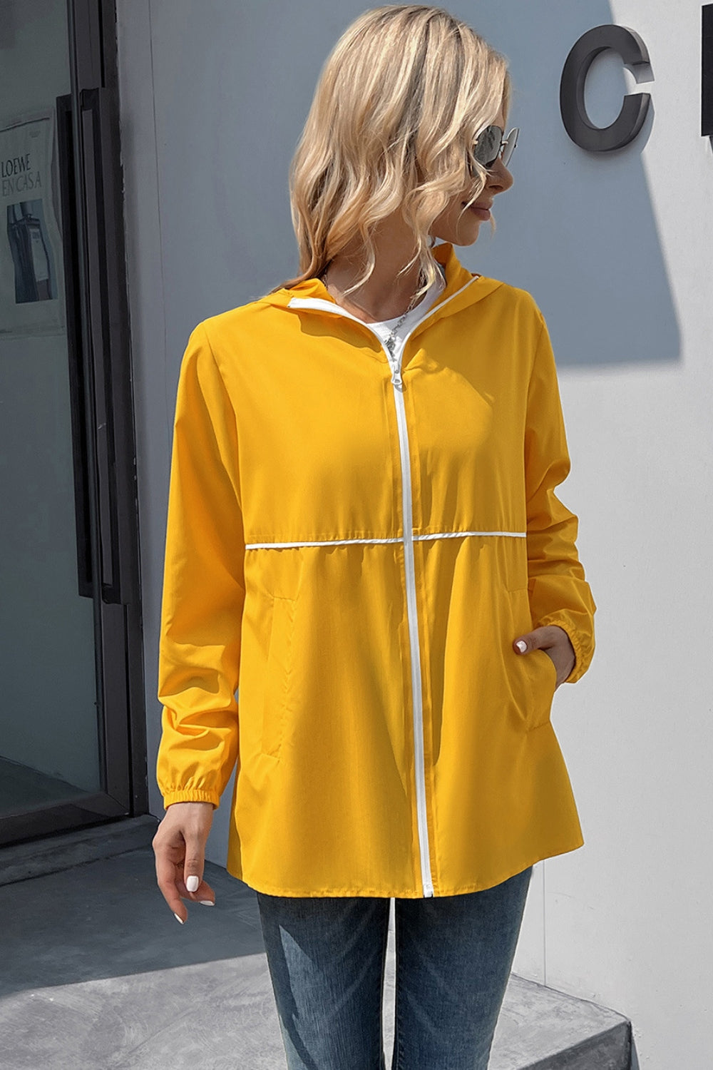 Ivy Lane Zip Up Long Sleeve Hooded Watertight Jacket-Angel Casuals