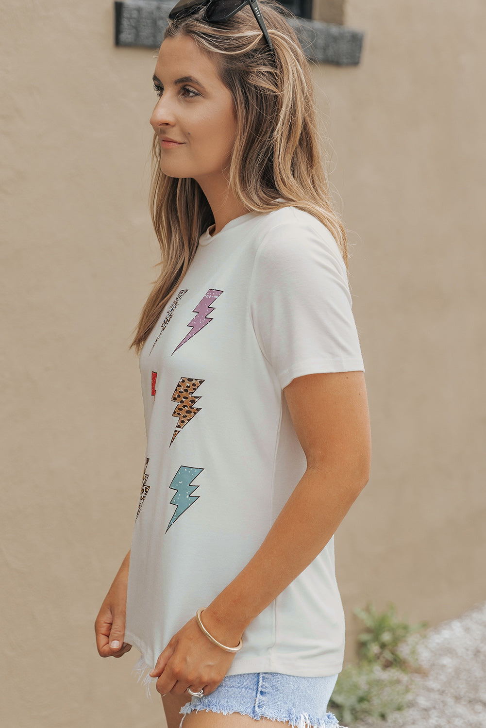 Lightning Graphic Round Neck Short Sleeve T-Shirt-Angel Casuals