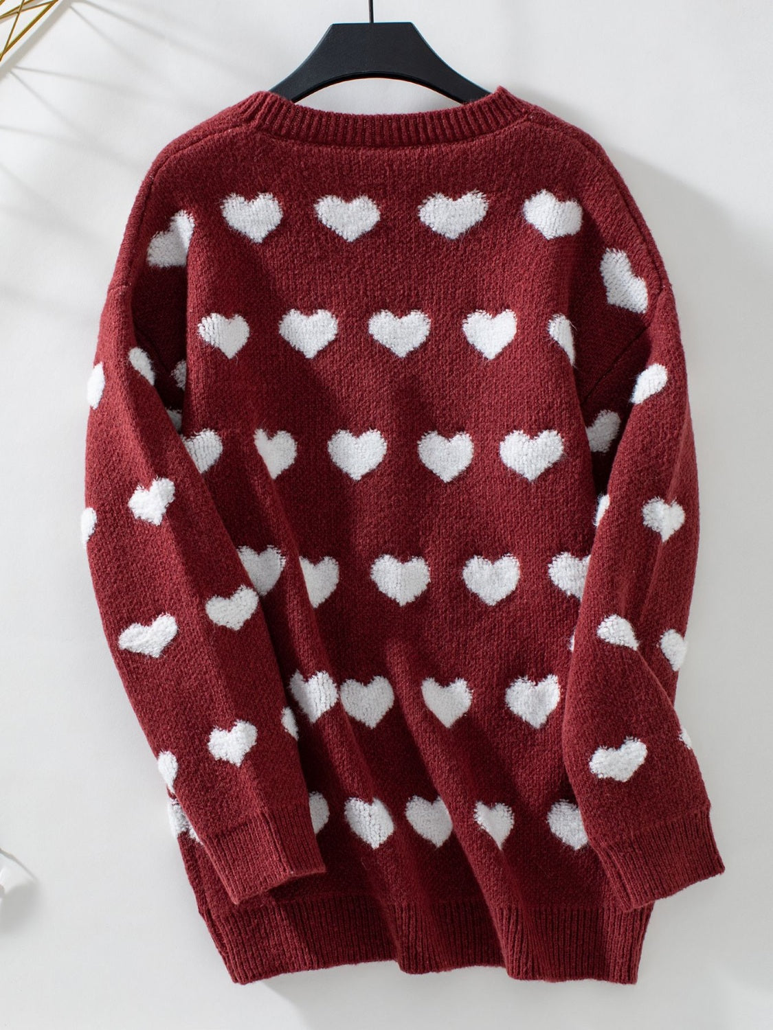 Heart V-Neck Button Up Long Sleeve Cardigan-Angel Casuals