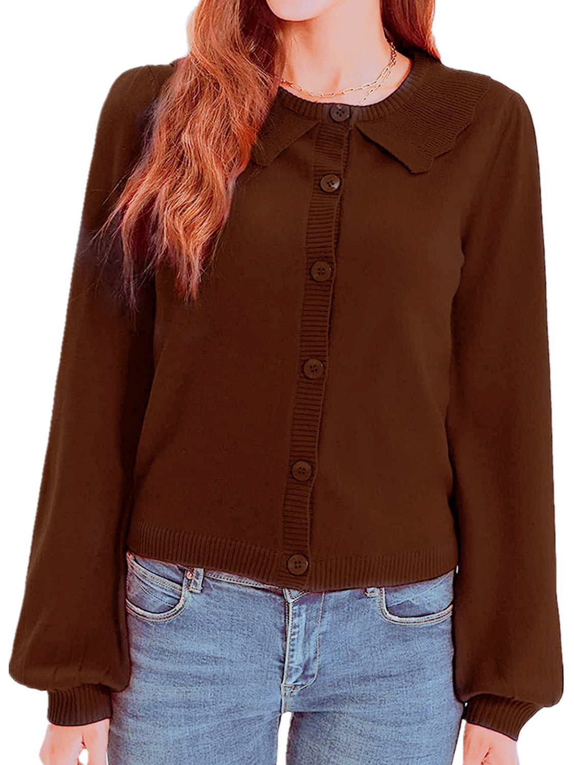 Collared Long Sleeve Button Down Cardigan-Angel Casuals