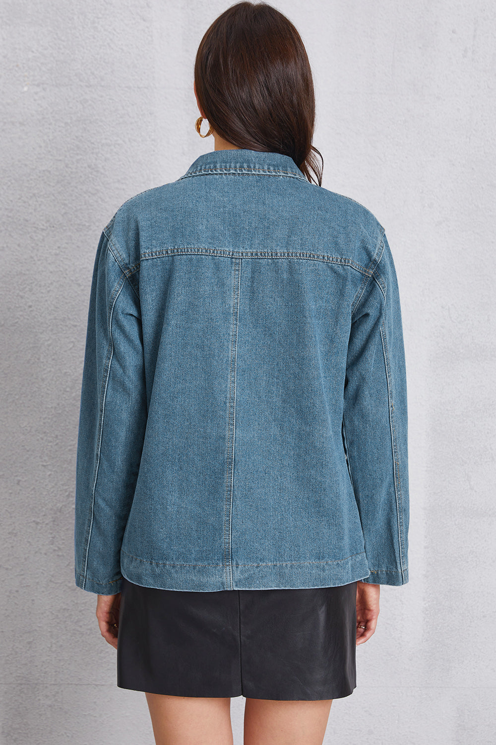 Pocketed Button Up Denim Jacket-Angel Casuals