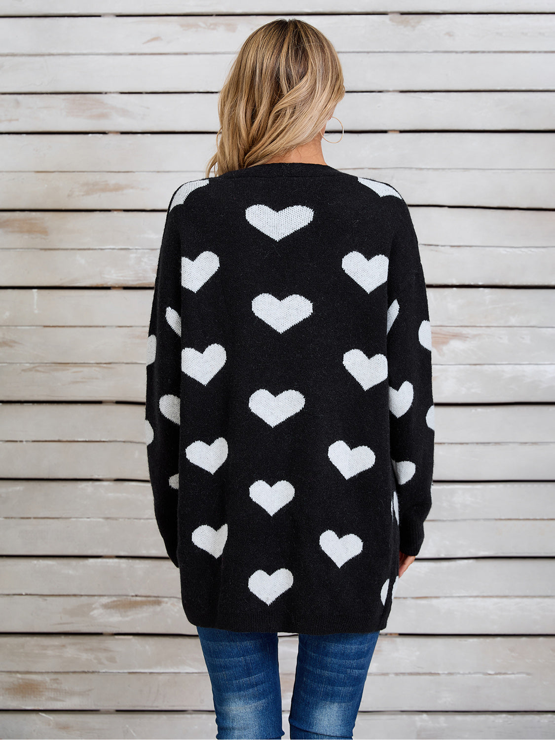 Angel Wings Heart Open Front Long Sleeve Cardigan-Angel Casuals