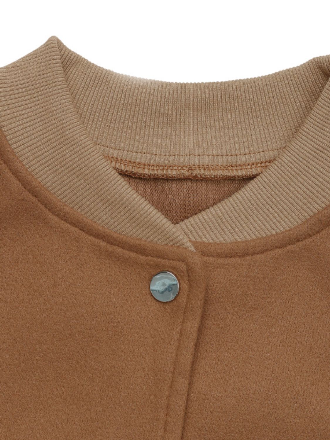 Perfee Baseball Collar Snap Down Long Sleeve Jacket-Angel Casuals