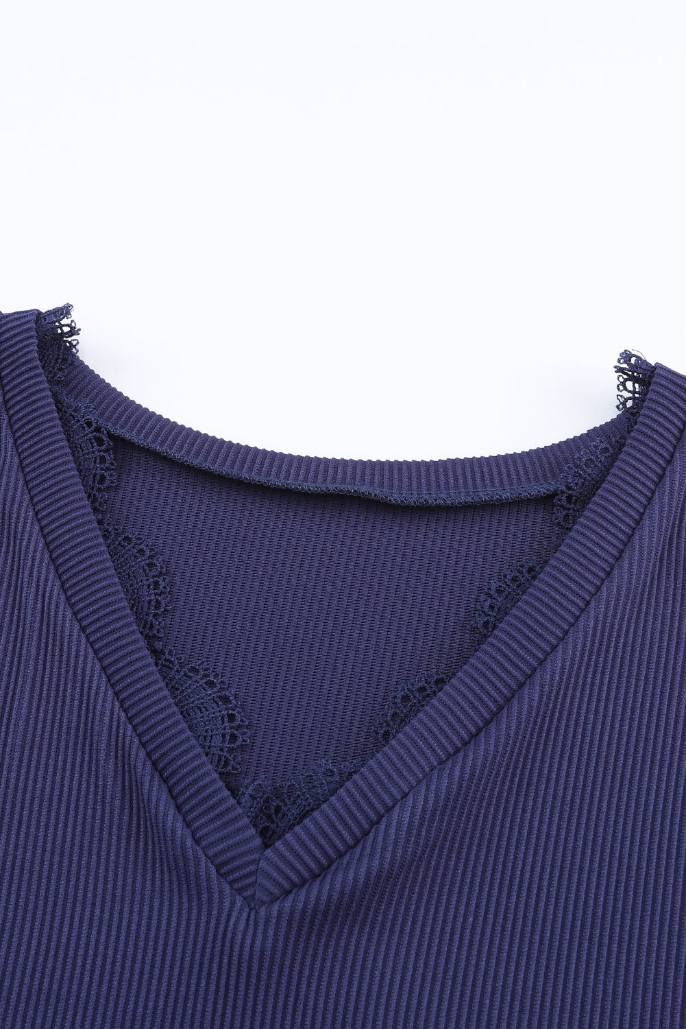 Lace Detail V-Neck Long Sleeve T-Shirt-Angel Casuals