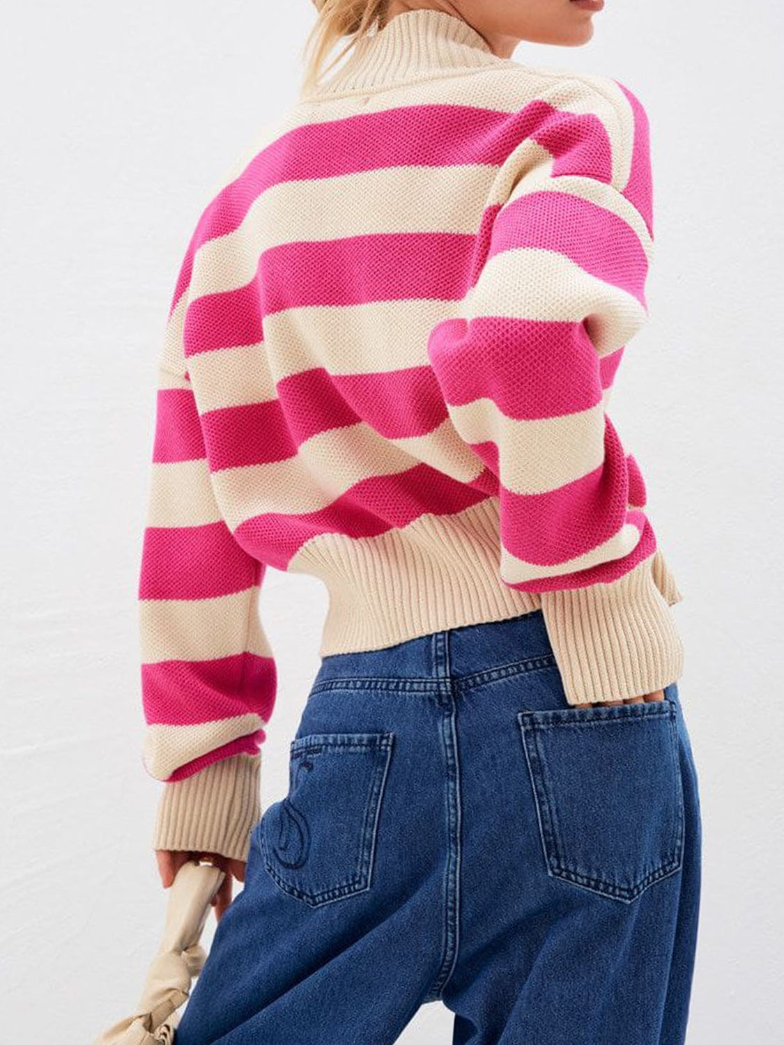Striped Button Down Drop Shoulder Cardigan-Angel Casuals