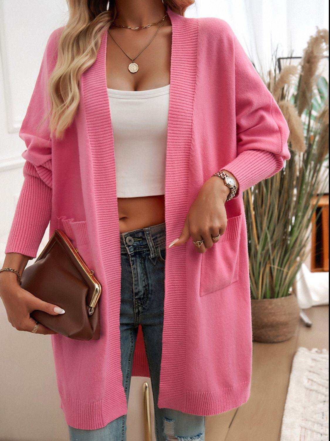 Devine Open Front Long Sleeve Cardigan-Angel Casuals