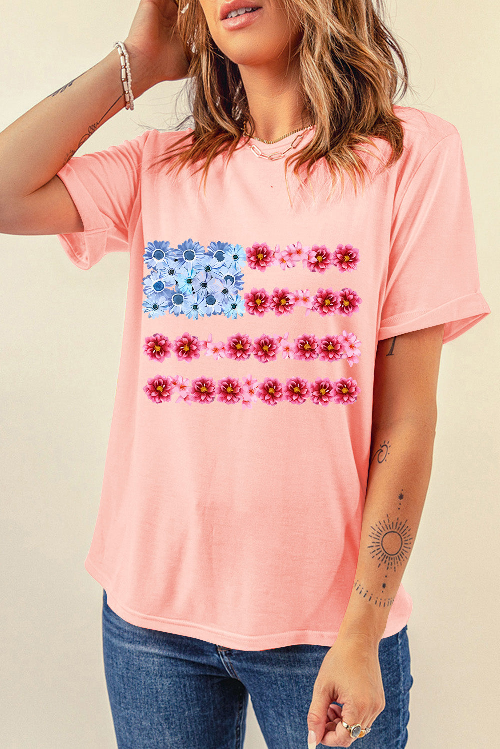 Graphic Round Neck Short Sleeve T-Shirt-Angel Casuals