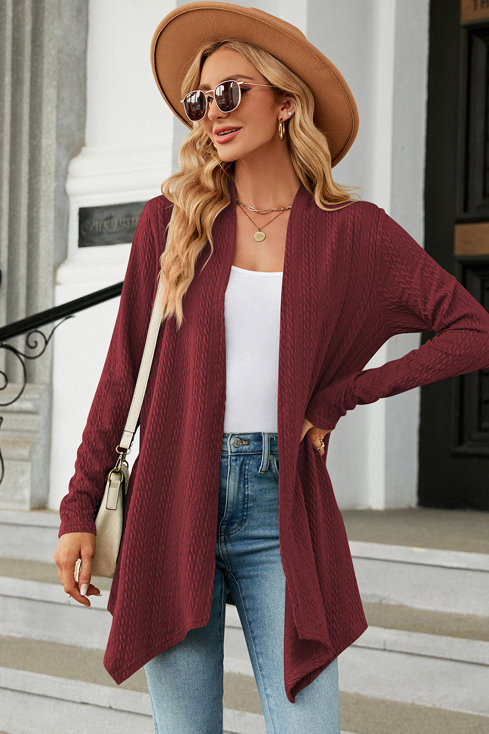 Open Front Long Sleeve Cardigan-Angel Casuals