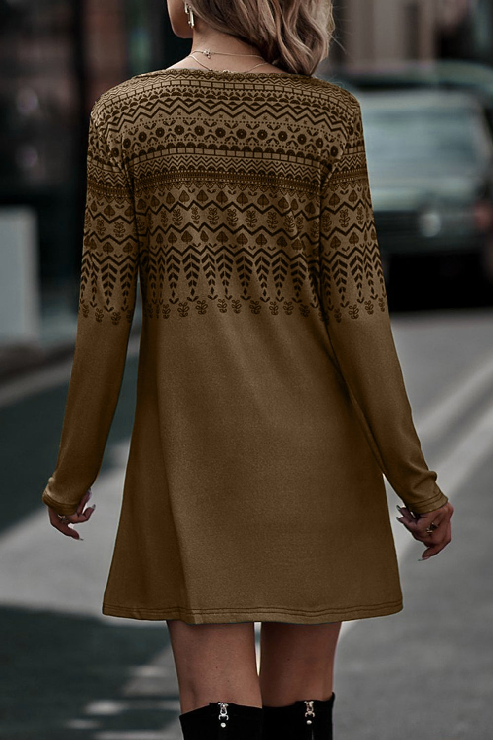 Printed Round Neck Long Sleeve T-Shirt-Angel Casuals