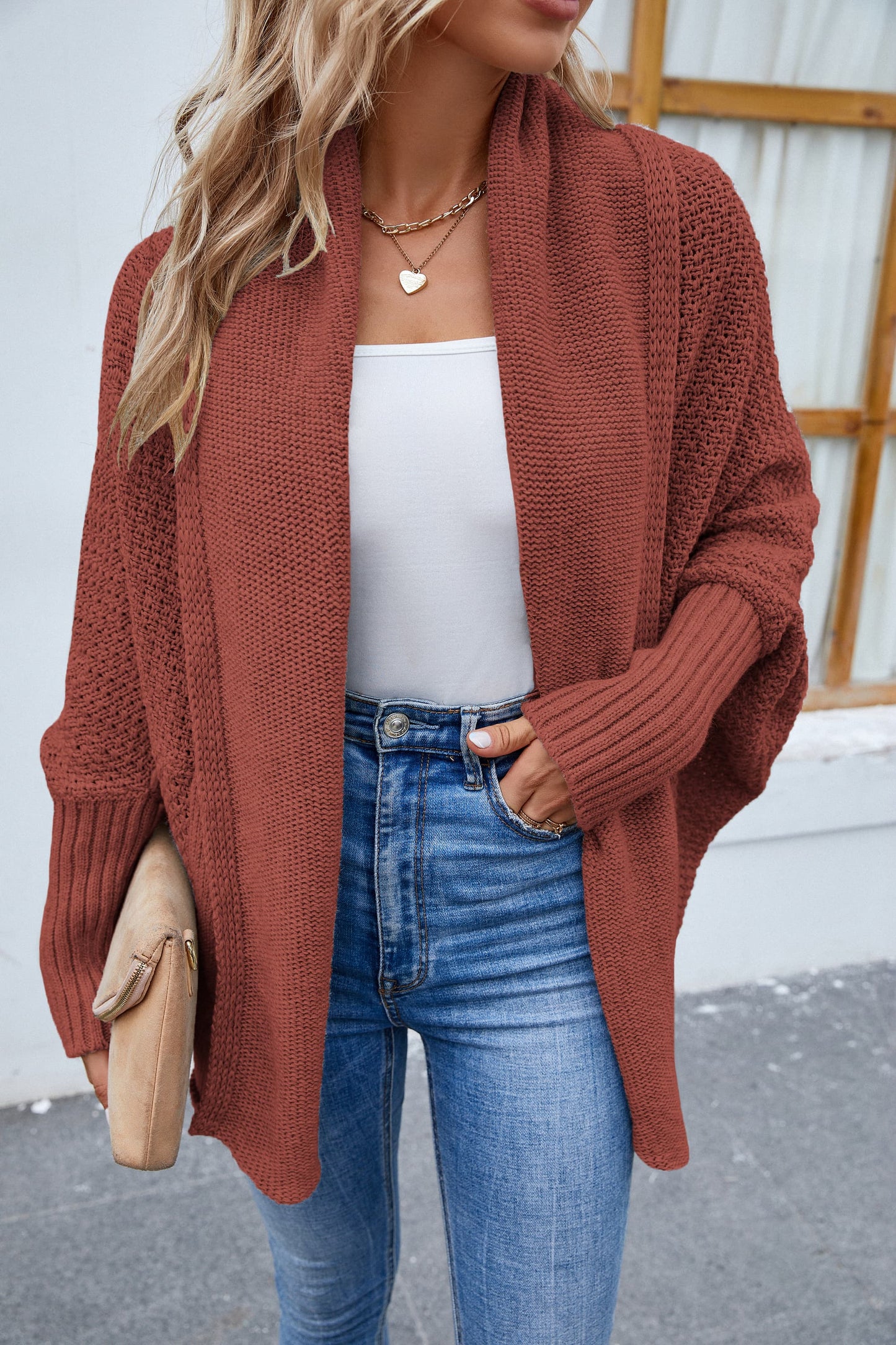 Open Front Long Sleeve Cardigan-Angel Casuals