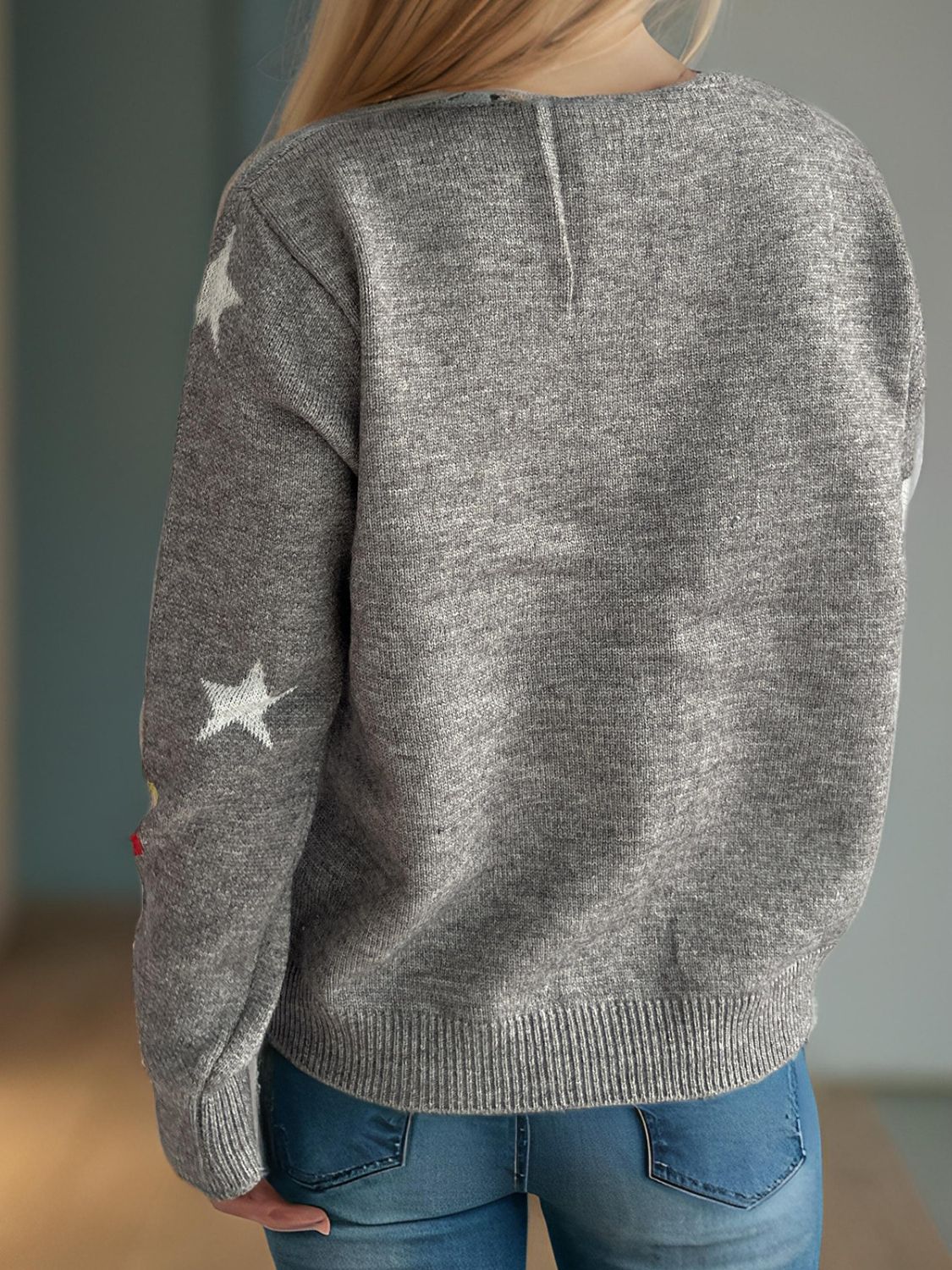 Candy Cane & Star Button Down Long Sleeve Cardigan-Angel Casuals