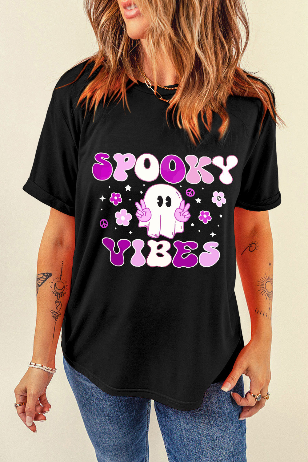 Graphic Round Neck Short Sleeve T-Shirt-Angel Casuals