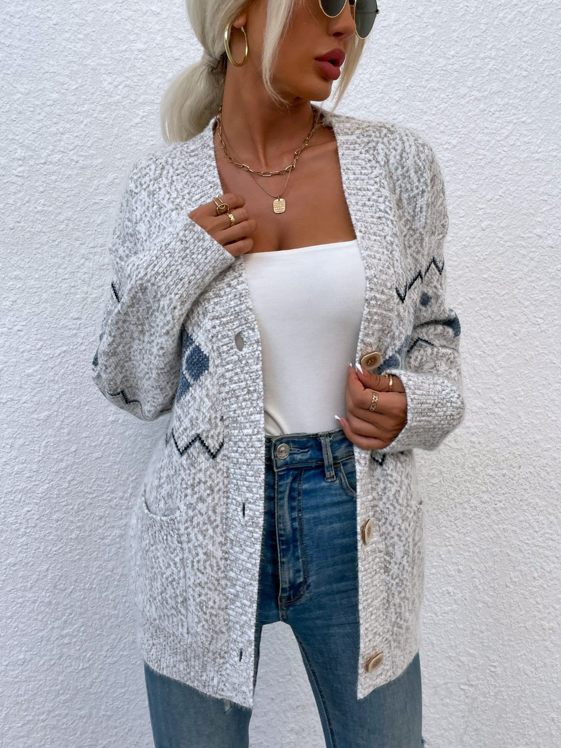Heathered Pocketed Button Up Cardigan-Angel Casuals