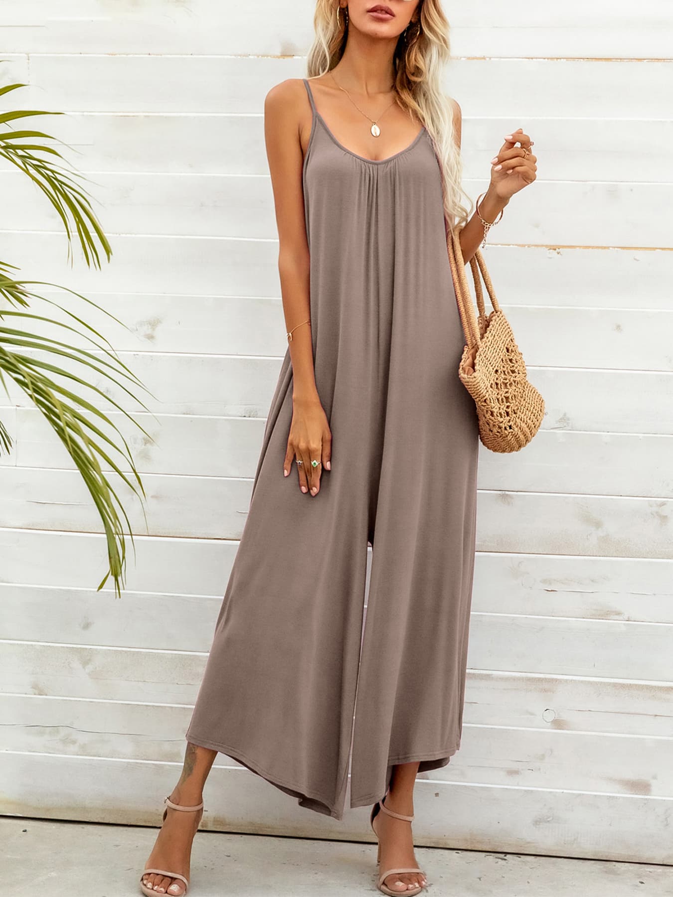 Spaghetti Strap Scoop Neck Jumpsuit-Angel Casuals